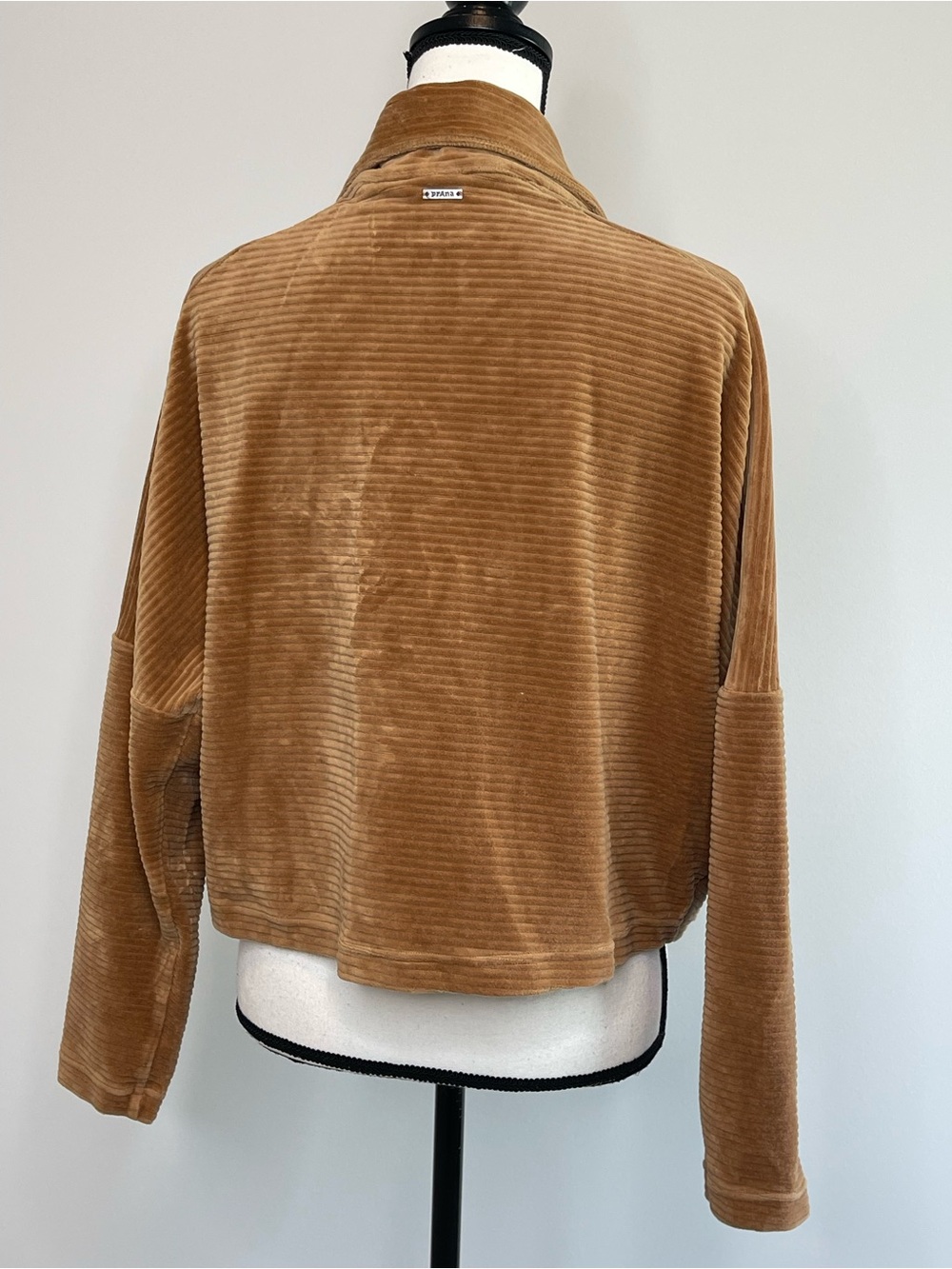 Prana size large Escambia half zip pullover in camel brown velour rib texture - Picture 3 of 16